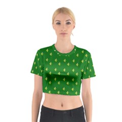 Peeled Banana On Green Cotton Crop Top by snowwhitegirl