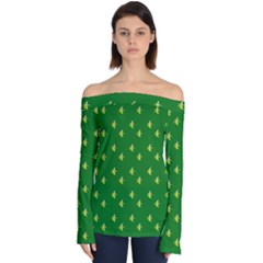 Peeled Banana On Green Off Shoulder Long Sleeve Top by snowwhitegirl