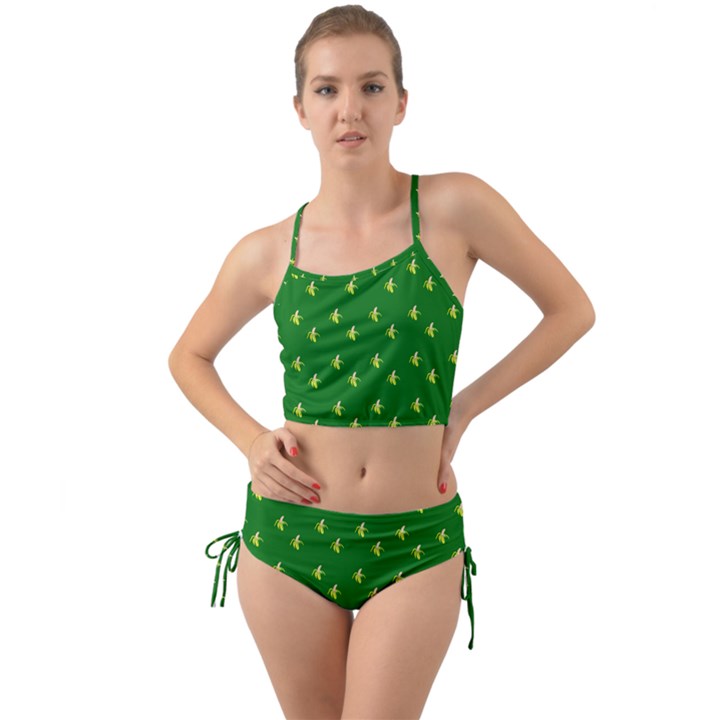 Peeled Banana On Green Mini Tank Bikini Set