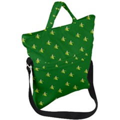 Peeled Banana On Green Fold Over Handle Tote Bag by snowwhitegirl