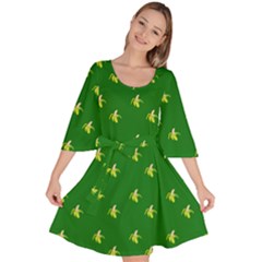 Peeled Banana On Green Velour Kimono Dress by snowwhitegirl