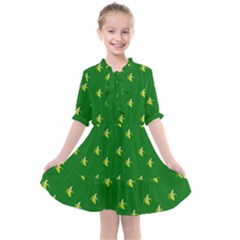 Peeled Banana On Green Kids  All Frills Chiffon Dress