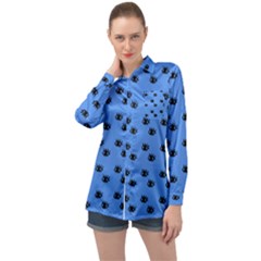 Blue Eyes Long Sleeve Satin Shirt