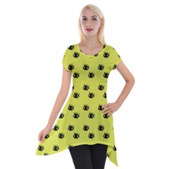 Yellow Eyes Short Sleeve Side Drop Tunic by snowwhitegirl