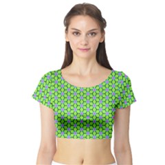 Pattern Green Short Sleeve Crop Top by Mariart