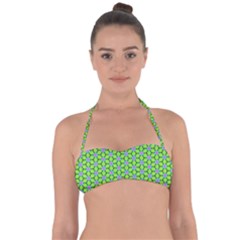 Pattern Green Halter Bandeau Bikini Top