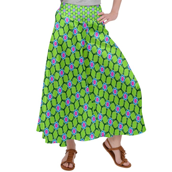 Pattern Green Satin Palazzo Pants