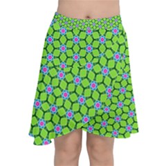 Pattern Green Chiffon Wrap Front Skirt by Mariart