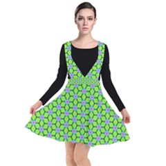 Pattern Green Plunge Pinafore Dress