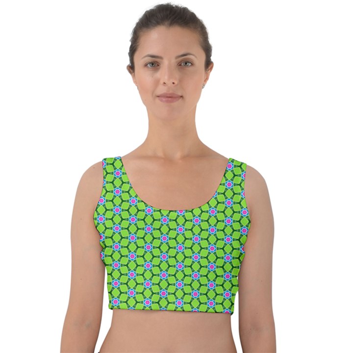 Pattern Green Velvet Crop Top