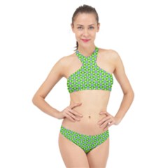 Pattern Green High Neck Bikini Set by Mariart