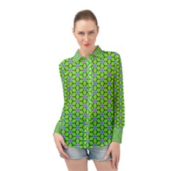 Pattern Green Long Sleeve Chiffon Shirt