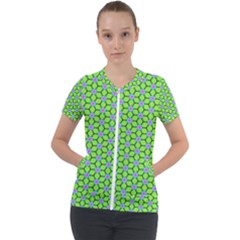 Pattern Green Short Sleeve Zip Up Jacket by Mariart