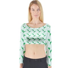 Green Parrot Pattern Long Sleeve Crop Top by snowwhitegirl