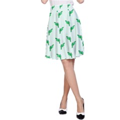 Green Parrot Pattern A-line Skirt by snowwhitegirl