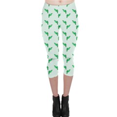 Green Parrot Pattern Capri Leggings  by snowwhitegirl