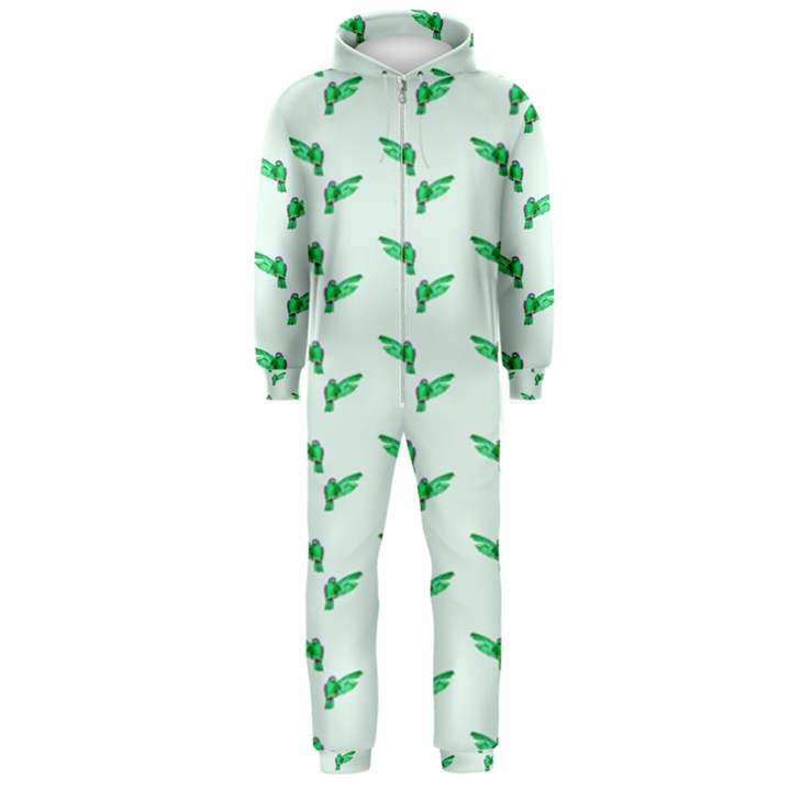 Green Parrot Pattern Hooded Jumpsuit (Men) 