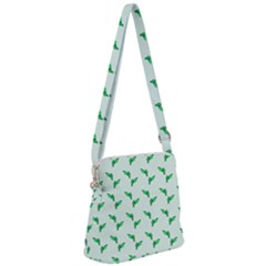 Green Parrot Pattern Zipper Messenger Bag by snowwhitegirl