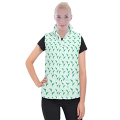 Green Parrot Pattern Women s Button Up Vest