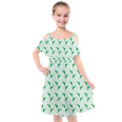 Green Parrot Pattern Kids  Cut Out Shoulders Chiffon Dress by snowwhitegirl