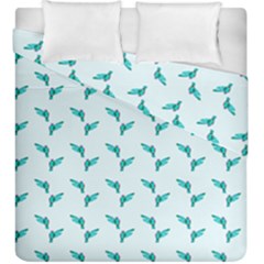 Blue Parrot Pattern Yellow Plaid Flannel Duvet Cover Double Side (king Size) by snowwhitegirl