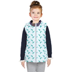 Blue Parrot Pattern Yellow Plaid Flannel Kids  Hooded Puffer Vest by snowwhitegirl