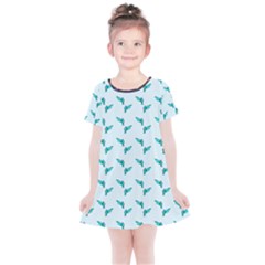 Blue Parrot Pattern Yellow Plaid Flannel Kids  Simple Cotton Dress by snowwhitegirl