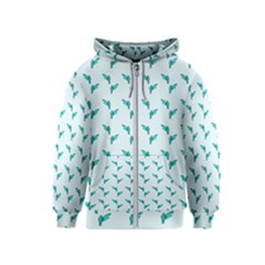 Blue Parrot Pattern Kids  Zipper Hoodie by snowwhitegirl