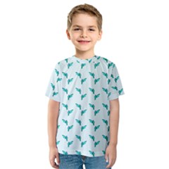 Blue Parrot Pattern Kids  Sport Mesh Tee