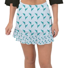 Blue Parrot Pattern Fishtail Mini Chiffon Skirt by snowwhitegirl