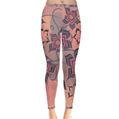 Flowers Orange Purple Warm Inside Out Leggings by Bajindul