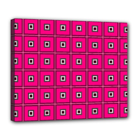 Pink Pattern Squares Deluxe Canvas 24  X 20  (stretched)