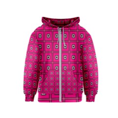 Pink Pattern Squares Kids  Zipper Hoodie