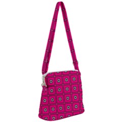 Pink Pattern Squares Zipper Messenger Bag