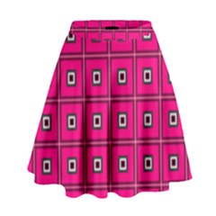 Pink Pattern Squares High Waist Skirt