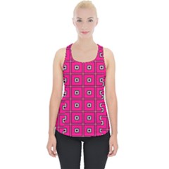 Pink Pattern Squares Piece Up Tank Top