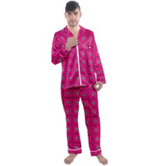 Pink Pattern Squares Men s Satin Pajamas Long Pants Set