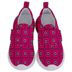 Pink Pattern Squares Kids  Velcro No Lace Shoes by HermanTelo