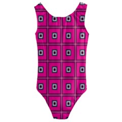 Pink Pattern Squares Kids  Cut-out Back One Piece Swimsuit