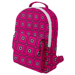 Pink Pattern Squares Flap Pocket Backpack (small)