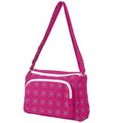 Pink Pattern Squares Front Pocket Crossbody Bag