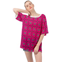 Pink Pattern Squares Oversized Chiffon Top