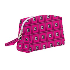 Pink Pattern Squares Wristlet Pouch Bag (medium)