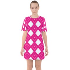 Pattern Texture Sixties Short Sleeve Mini Dress