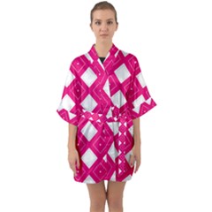 Pattern Texture Quarter Sleeve Kimono Robe