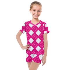 Pattern Texture Kids  Mesh Tee And Shorts Set