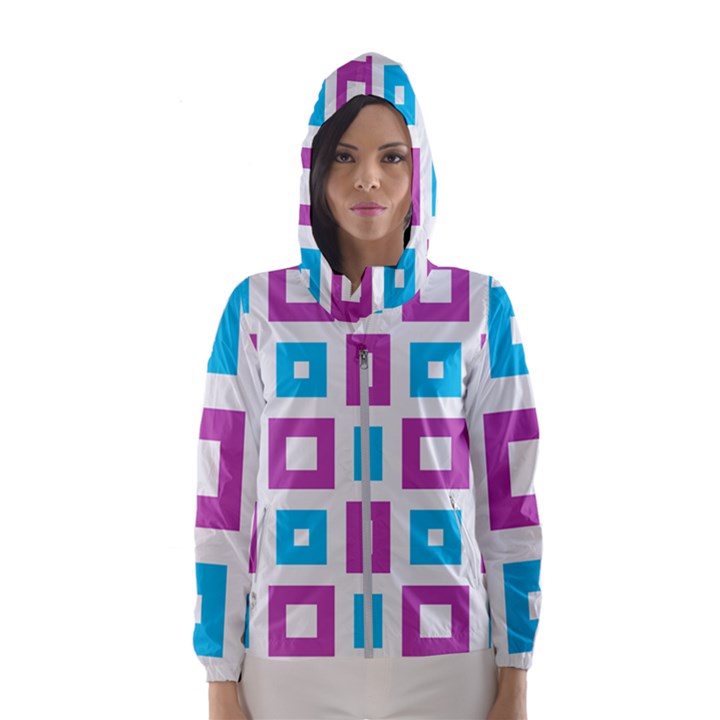 Pattern Plaid Women s Hooded Windbreaker