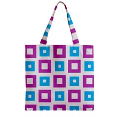 Pattern Plaid Zipper Grocery Tote Bag