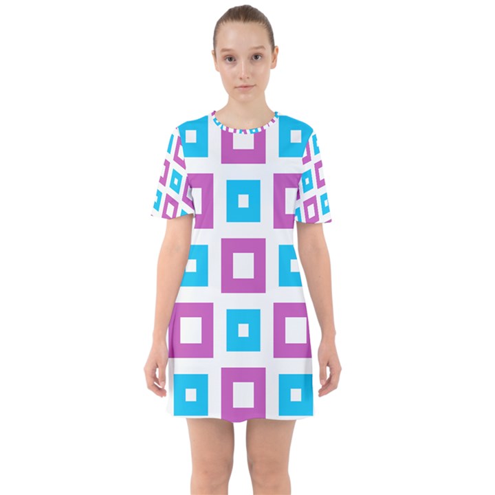 Pattern Plaid Sixties Short Sleeve Mini Dress