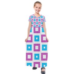 Pattern Plaid Kids  Short Sleeve Maxi Dress